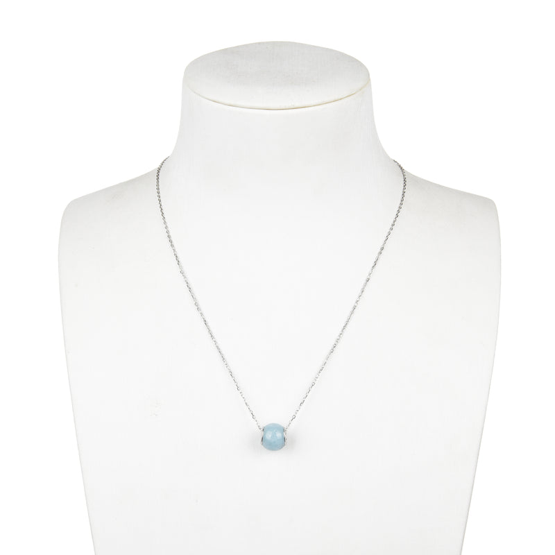 V3 Jewelry Sterling Silver with Natural Aquamarine Necklace with 18" Chain