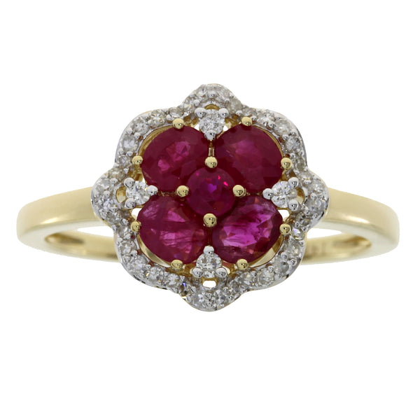 Natural 1.37ct Ruby Diamond Ring 14KT Yellow Gold