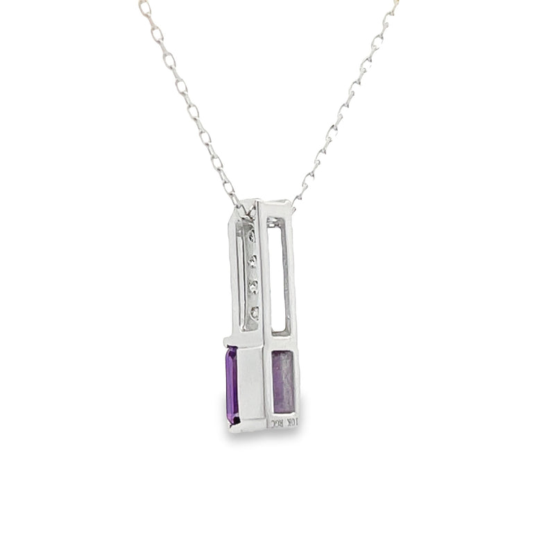 .06ct Amethyst Diamond Fashion Pendants 10KT White Gold