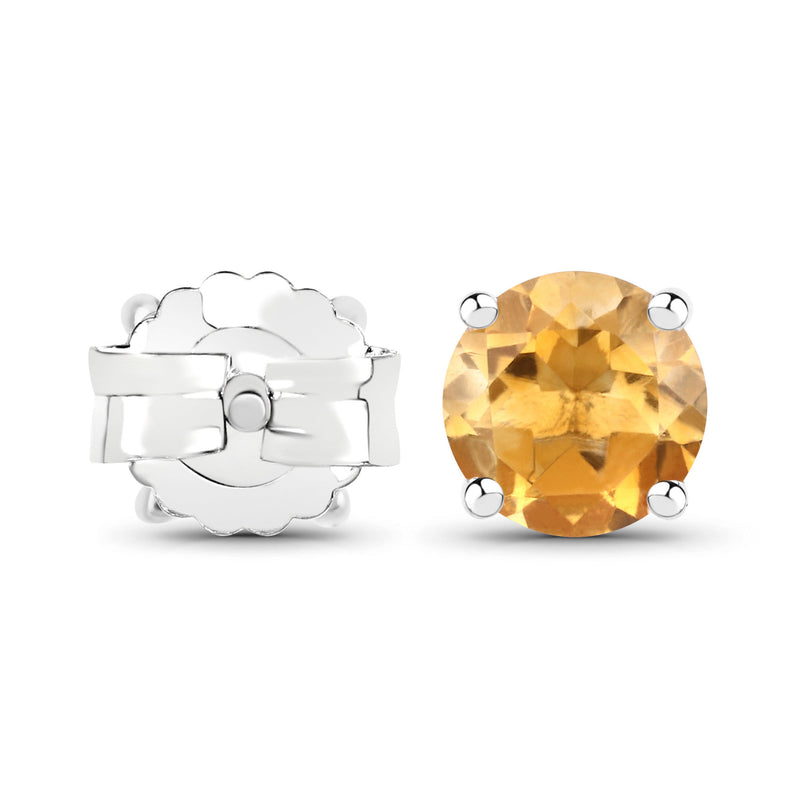 2.00 Carat Genuine Citrine .925 Sterling Silver Earrings