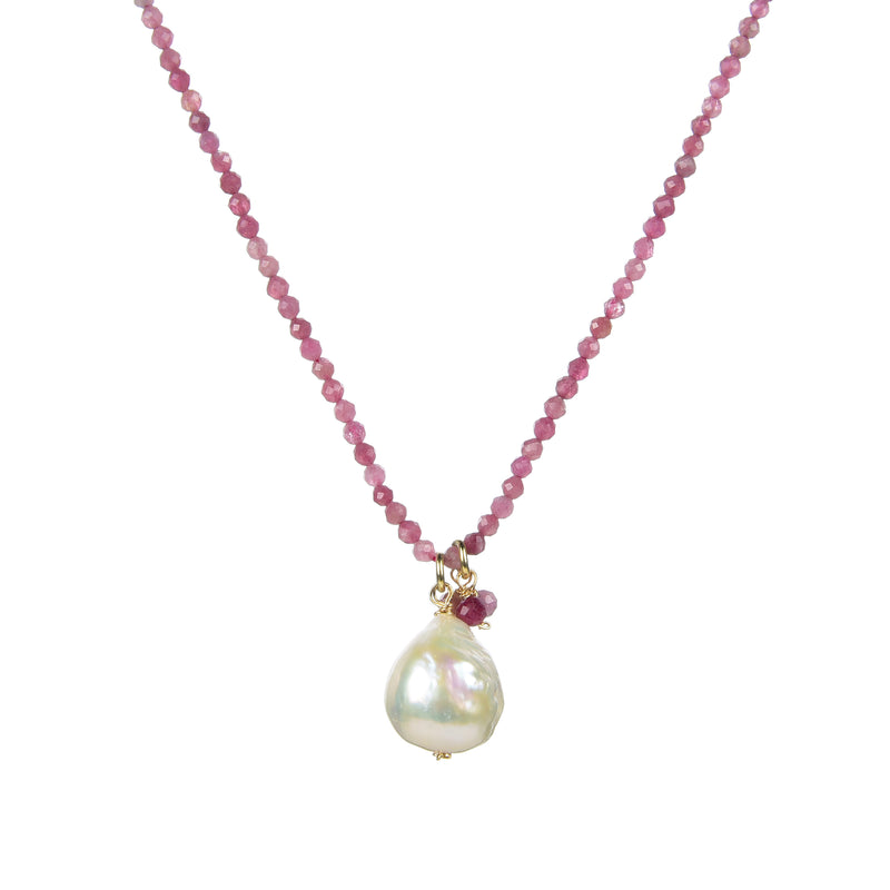 V3 Jewelry Tourmaline and Freshwater Pearl 18k Gold-Plated Beaded Adjustable Necklace