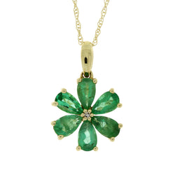 Emerald Diamond Fashion Pendants 14KT Yellow Gold