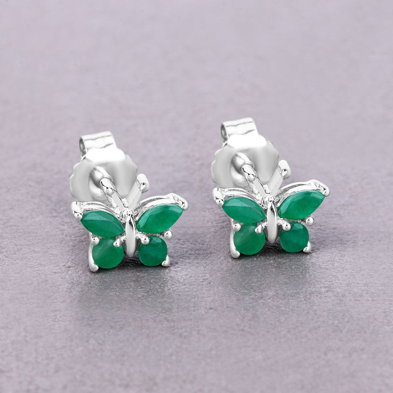 0.50 Carat Genuine Emerald .925 Sterling Silver Earrings