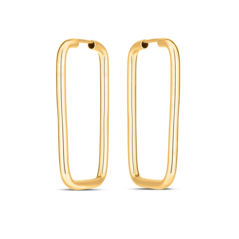 14k Yellow Gold Endless Rectangle Hoops