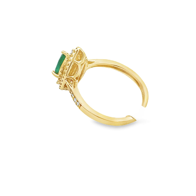 Natural .92ct Emerald Diamond Ring 14KT Yellow Gold