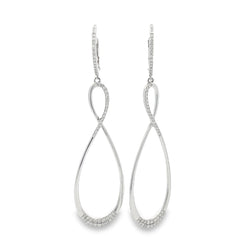 Natural .52ct Diamond Dangle Earrings 14KT White Gold