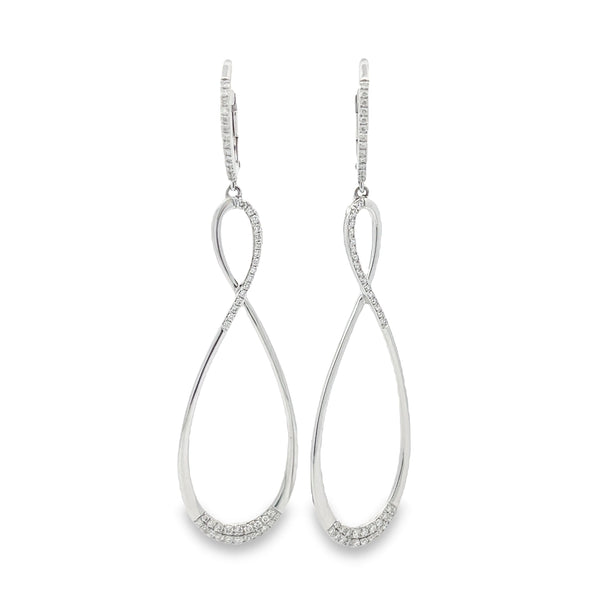 Natural .52ct Diamond Dangle Earrings 14KT White Gold