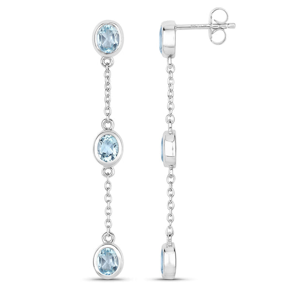 2.16 Carat Genuine Blue Topaz .925 Sterling Silver Earrings