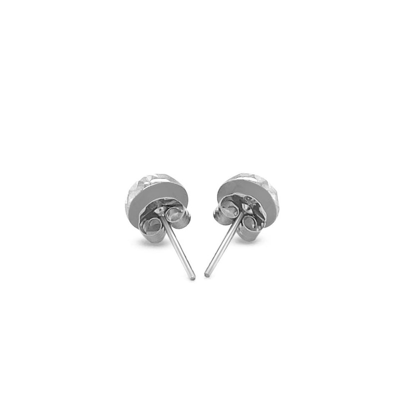 14k White Gold Textured Flat Style Stud Earrings