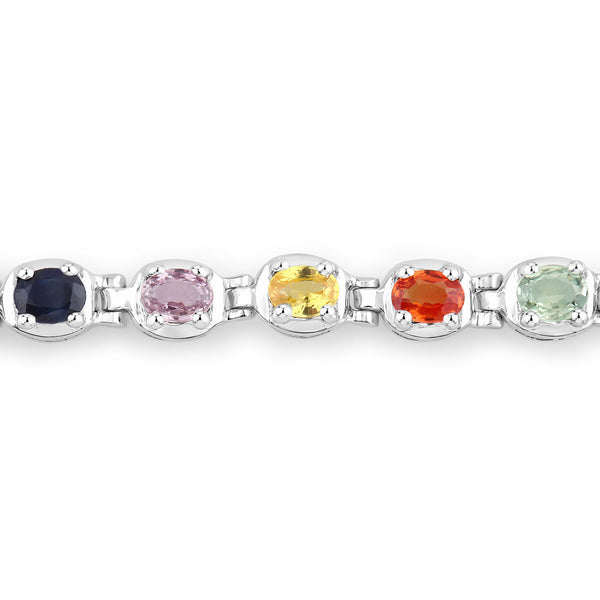 1.80 Carat Genuine Multi Sapphire .925 Sterling Silver Bracelet