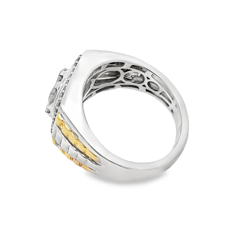 Natural 1.50ct Diamond Mens Ring 10KT 2 Tone Gold