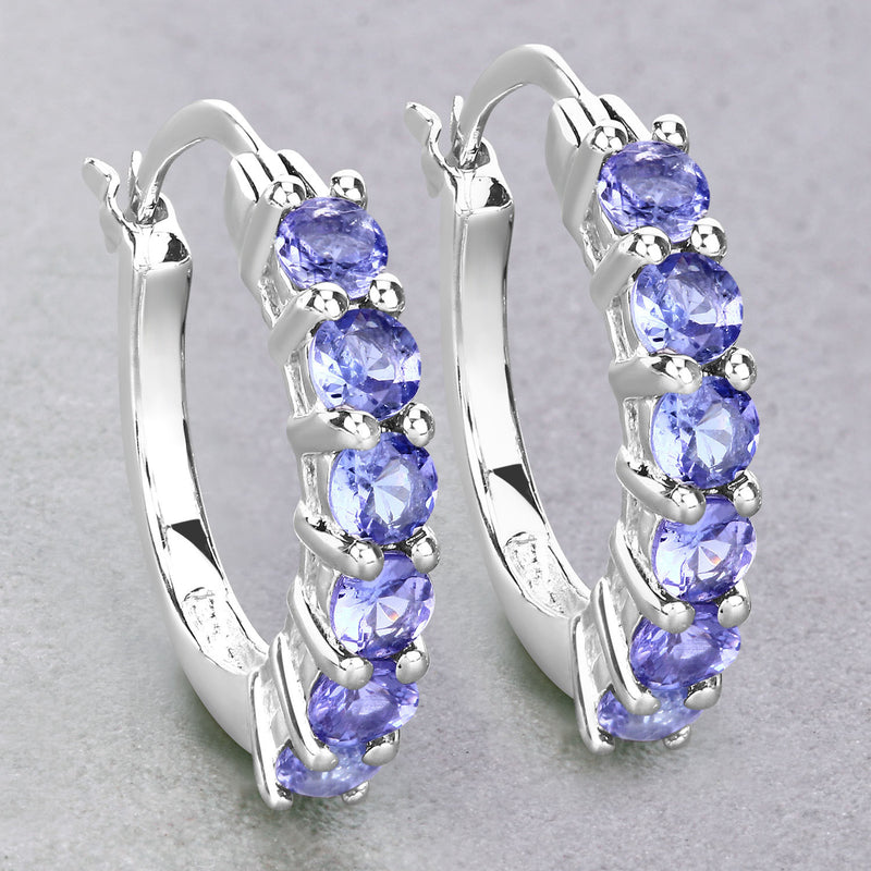 1.20 Carat Genuine Tanzanite .925 Sterling Silver Earrings