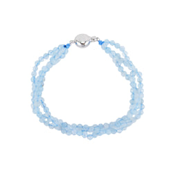 V3 Jewelry Aquamarine Sterling Silver Three-String Bead Bracelet