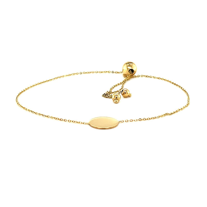 Adjustable Bracelet with Shiny Circle in 14k Yellow Gold