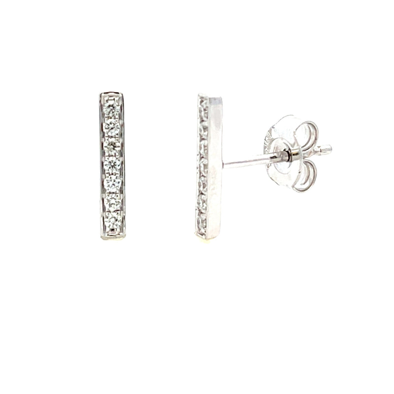 Genuine .14ct Diamond Earrings 14KT White Gold