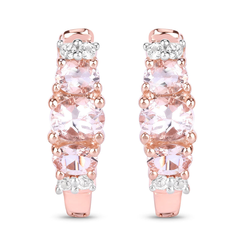 1.32 Carat Genuine Morganite and White Topaz .925 Sterling Silver Earrings