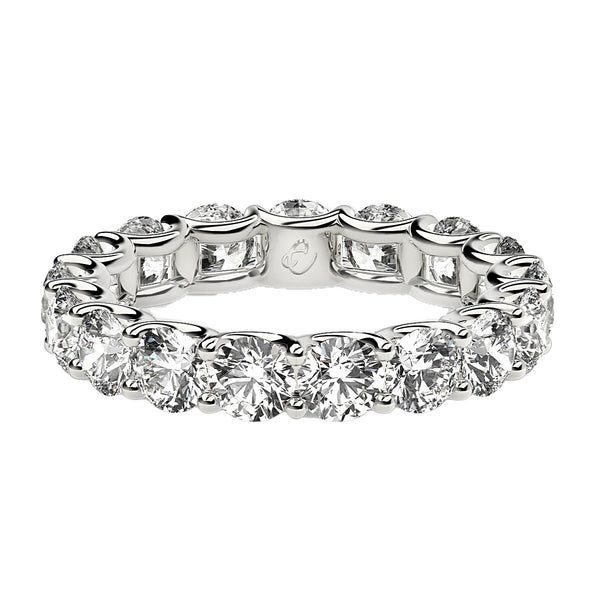 Round Cut Lab Grown Diamond Eternity Ring in 14k White Gold (3 cttw FG/VS2)