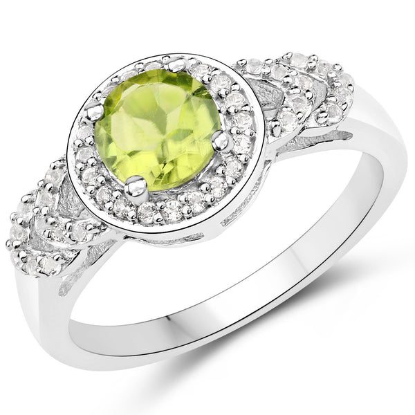 2.68 Carat Genuine Peridot and White Topaz .925 Sterling Silver Jewelry Set