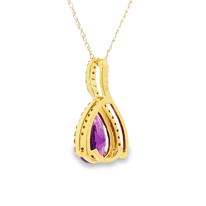 Amethyst Diamond Fashion Pendants 10KT Yellow Gold