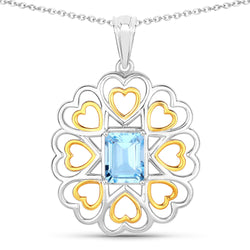 2.60 Carat Genuine Blue Topaz .925 Sterling Silver Pendant