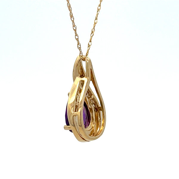 Amethyst Diamond Fashion Pendants 14KT Yellow Gold