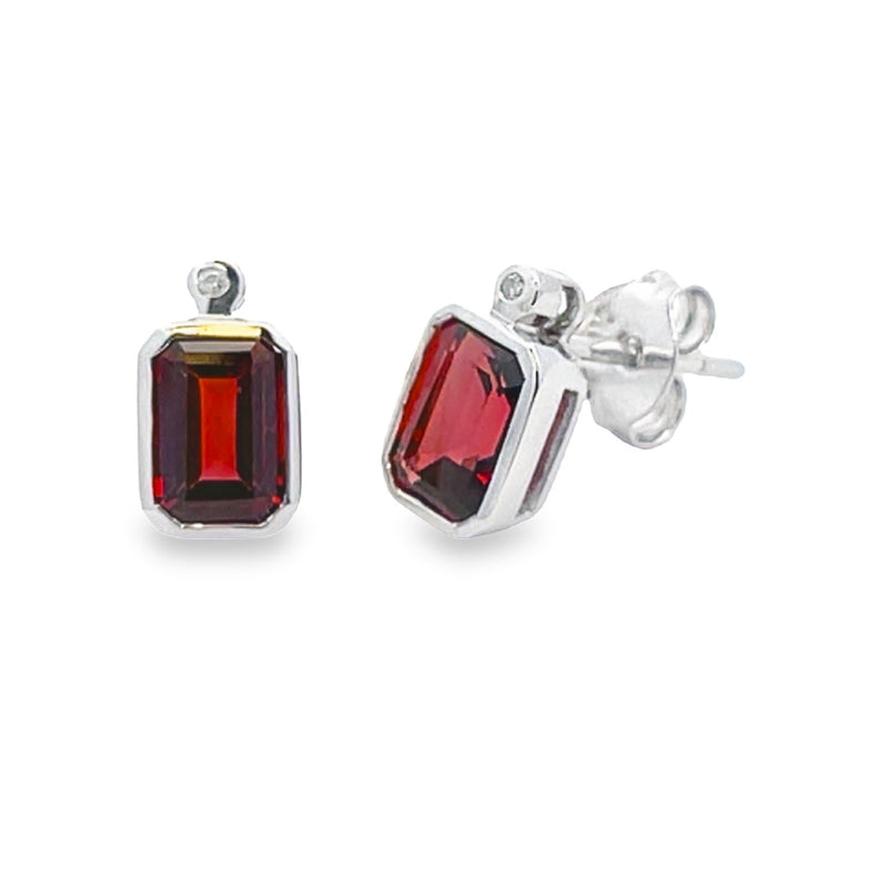 .81ct Garnet Diamond Stud Earrings 10KT White Gold