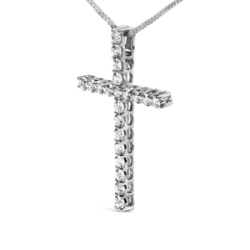 .925 Sterling Silver 1.00 Cttw Lab Grown Diamond Cross Pendant Necklace (F-G Color, VS2-SI1 Clarity) - 18 inch