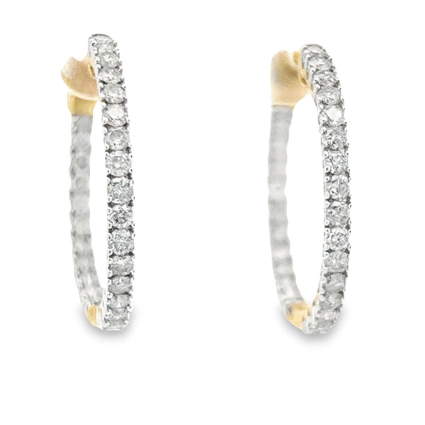 Genuine 1.53ct Diamond Hoop Earrings 10KT Yellow Gold