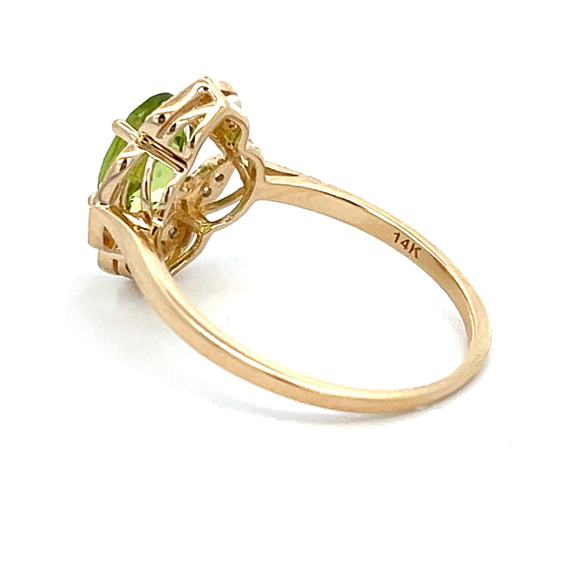 Natural 1.43ct Peridot Diamond Ring 14KT Yellow Gold