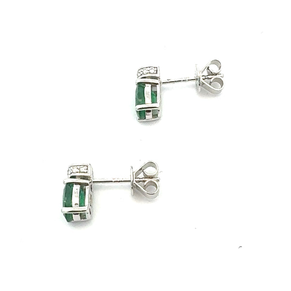 Genuine 1.59ct Emerald Diamond Earrings 14KT White Gold