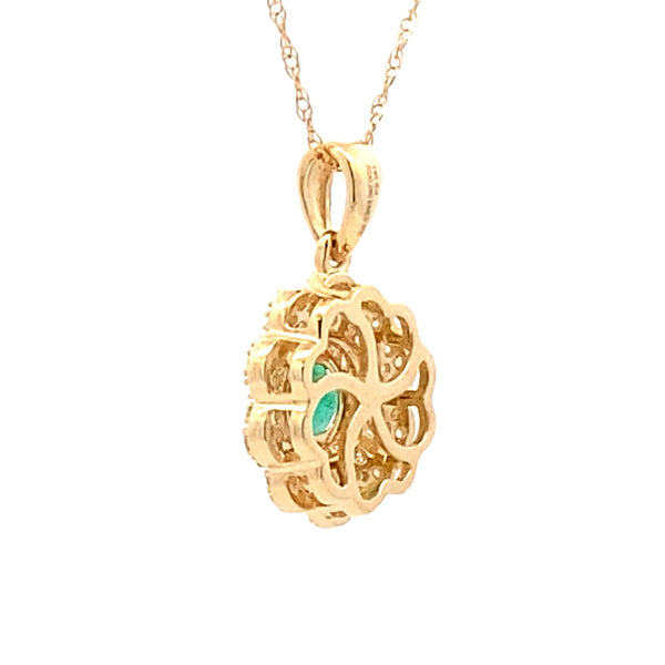 .50ct Emerald Diamond Fashion Pendants 14KT Yellow Gold