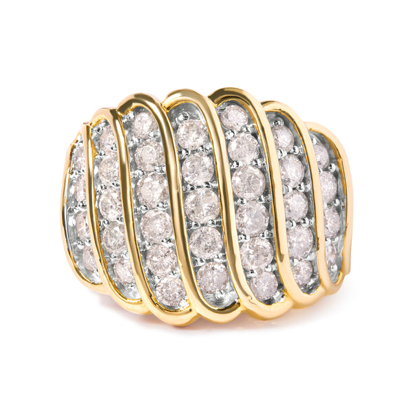 10 Yellow Gold 2.00 Cttw Diamond Multi Row Cocktail Band Ring (I-J Color, I1-I2 Clarity) - Ring Size 7