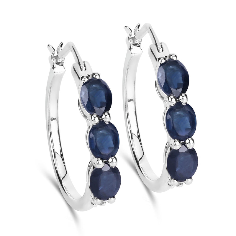 1.20 Carat Genuine Blue Sapphire  .925 Sterling Silver Earrings