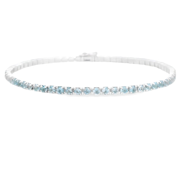 Genuine Blue Topaz Tennis Bracelet Sterling Silver