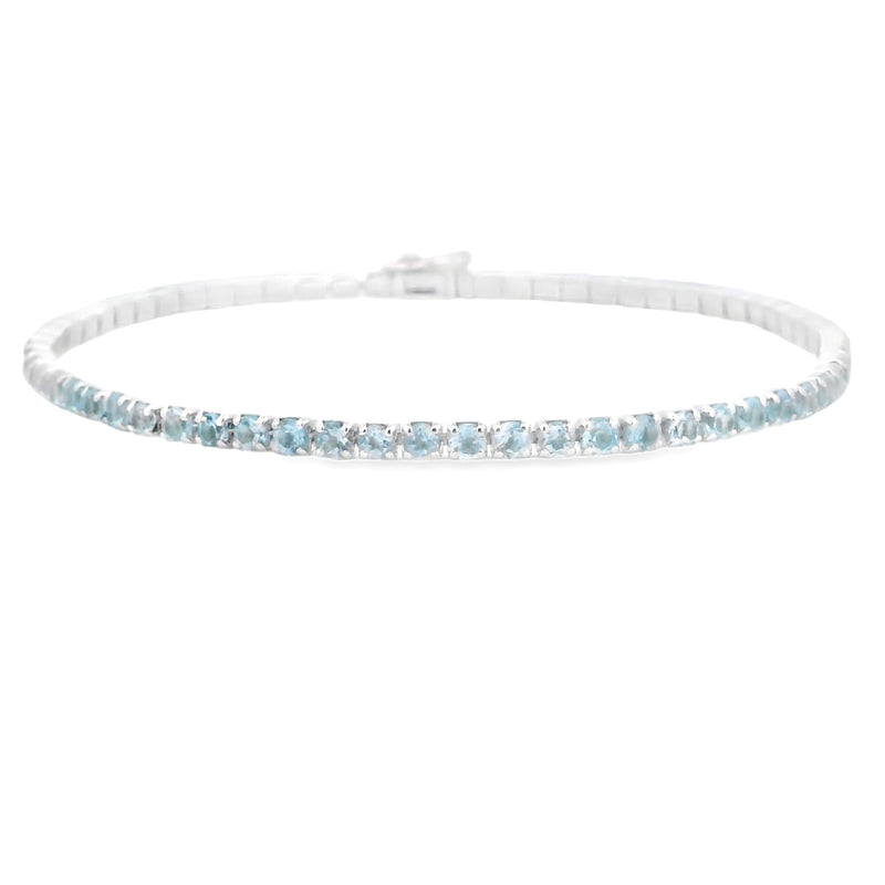 Genuine Blue Topaz Tennis Bracelet Sterling Silver