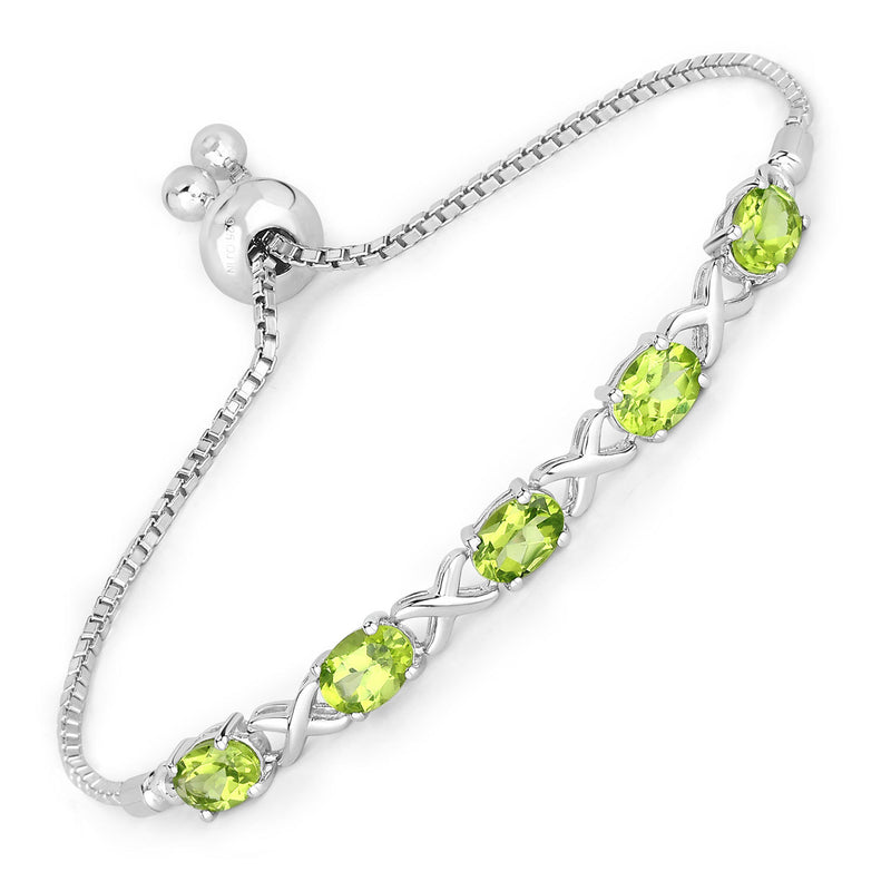 4.15 Carat Genuine Peridot .925 Sterling Silver Bracelet