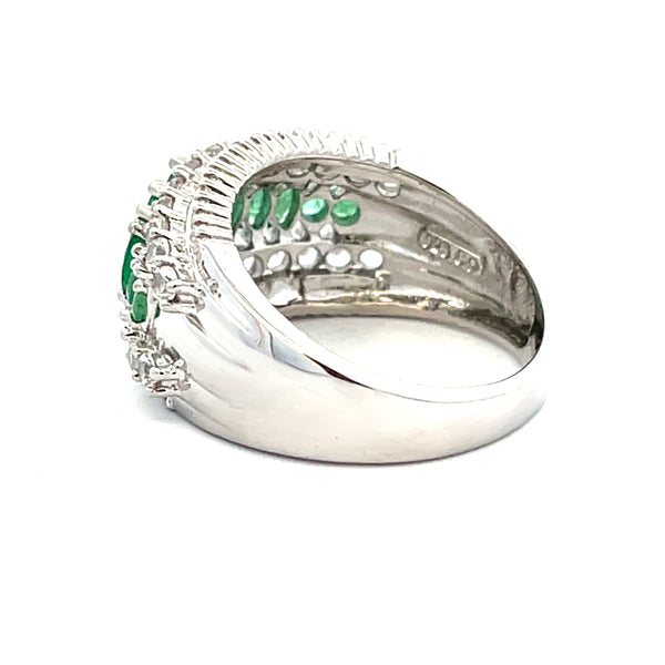 Natural Emerald Created Sapphire Ring Sterling Silver