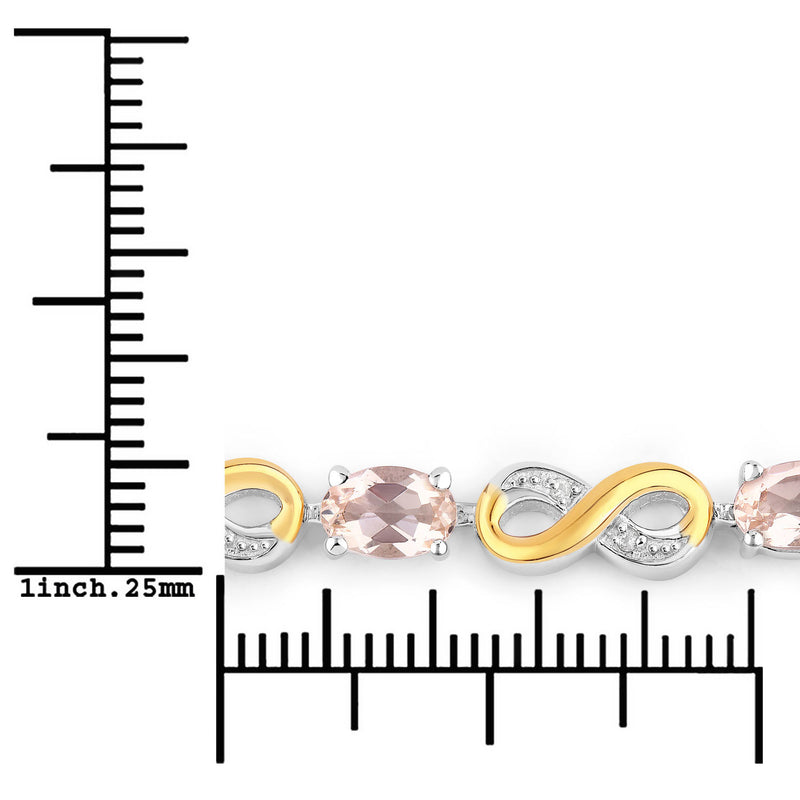 1.47 Carat Genuine Morganite and White Topaz .925 Sterling Silver Bracelet