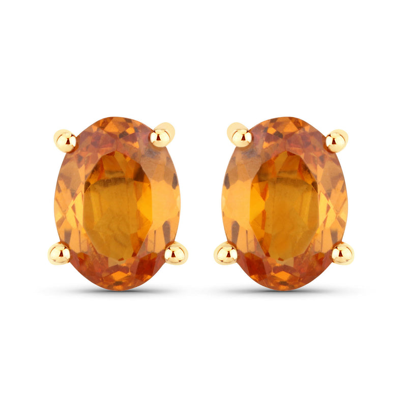 1.70 Carat Genuine Spessartite Garnet 14K Yellow Gold Earrings