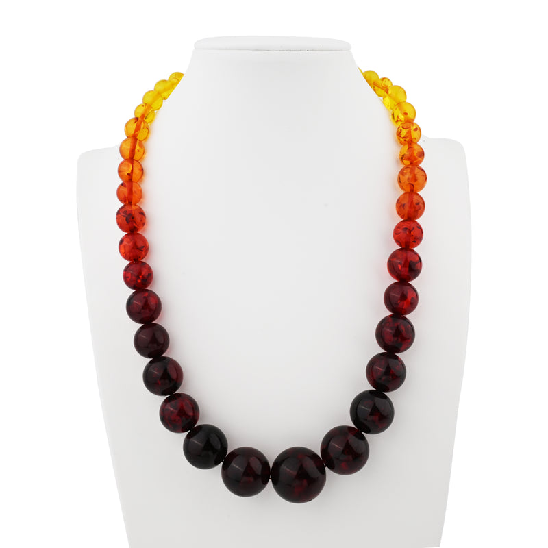 Multi Color Amber Graduated Bead Statement Necklace