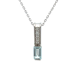 Aquamarine Diamond Fashion Pendants 10KT White Gold