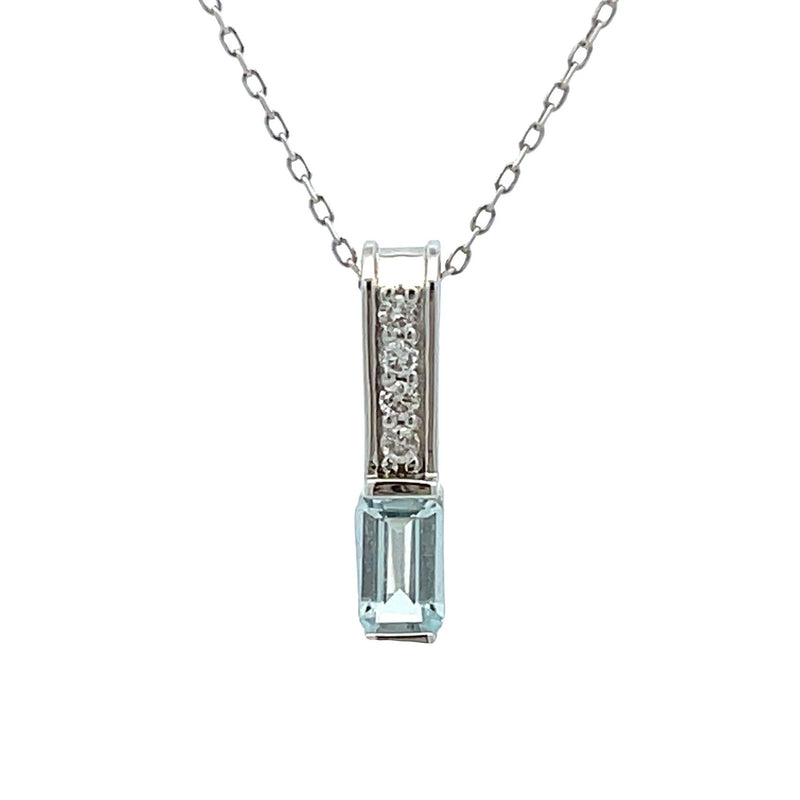 Aquamarine Diamond Fashion Pendants 10KT White Gold