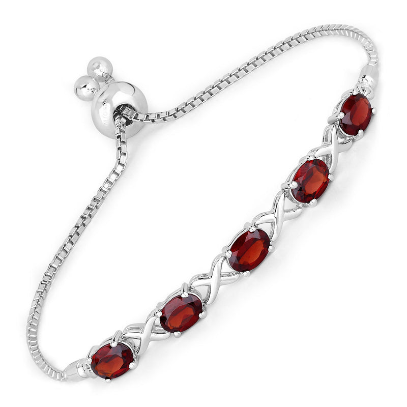 4.25 Carat Genuine Garnet .925 Sterling Silver Bracelet