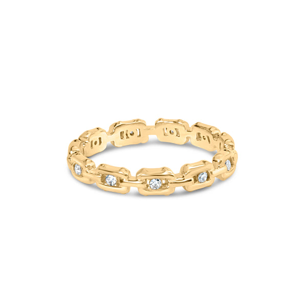 10K Yellow Gold 1/10 Cttw Paperclip Style Link Band Ring (H-I Color, I1-I2 Clarity) - Ring Size 6