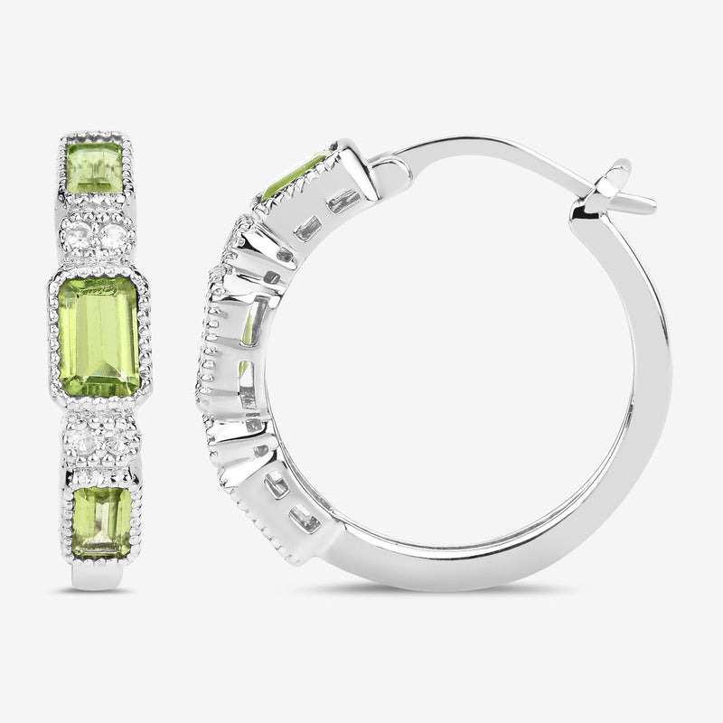 2.40 Carat Genuine Peridot and White Topaz .925 Sterling Silver Earrings