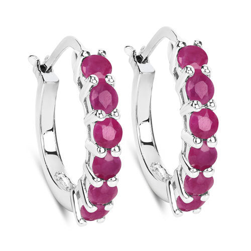 1.56 Carat Genuine Ruby .925 Sterling Silver Earrings