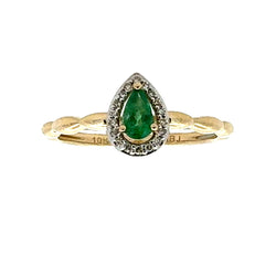 Genuine .24ct Emerald Diamond Ring 10KT Yellow Gold