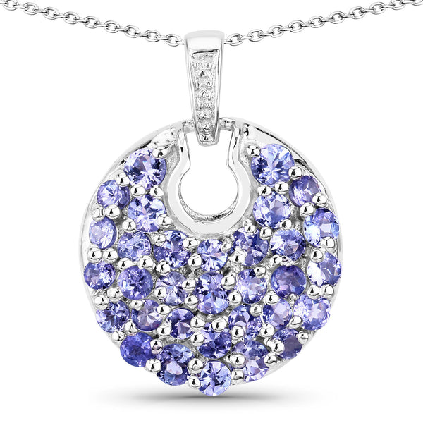 1.78 Carat Genuine Tanzanite .925 Sterling Silver Pendant