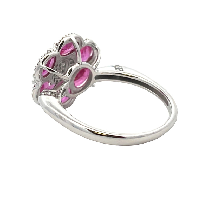 Natural 2.08ct Ruby Diamond Ring 14KT White Gold