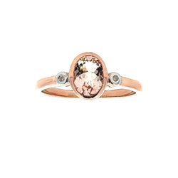 Natural .60ct Morganite Diamond Ring 10KT Rose Gold